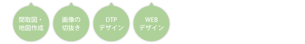 各種DTPデザイン・間取図・地図・画像の切抜き・WEBデザイン・その他制作物にご対応いたします。